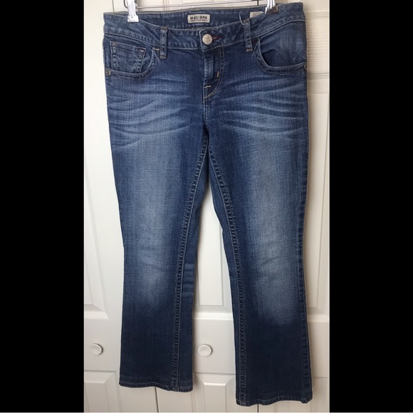 MEK DENIM Getty Slim Boot Jeans Medium Wash Low Rise Bootcut - Picture 1 of 10